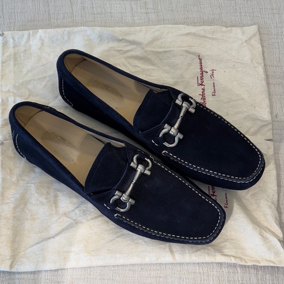 Salvatore Ferragamo Other - Salvatore Ferragamo Men's Dark Blue Suede Loafers, sz 12